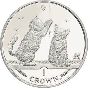 1 crown 2001 Isle of Man Somali Kittens price, composition, diameter, thickness, mintage, orientation, video, authenticity, weight, Description