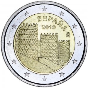 2 евро 2019 Испания, Авила цена, стоимость