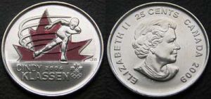 25 центов 2009 Канада, доп. выпуск:Синди Классен, цветная монета цена, стоимость