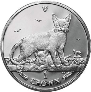 1 крона 2010 Остров Мэн Абиссинская Кошка и Котенок цена, стоимость