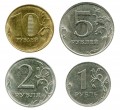 Russian coin set 2018 MMD 4 coins, 10 rubles, 5 rubles, 2 rubles, 1 ruble, UNC