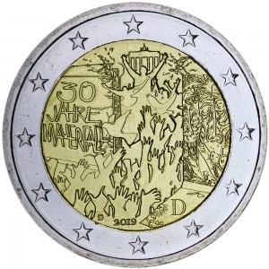 2 euro 2019 Germany 30th anniversary of the fall of the Berlin Wall, mint mark D
