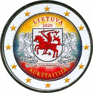 2 Euro 2020 Litauen, Aukstaitija (farbig)