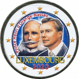 2 евро 2020 Люксембург, Генрих Оранский (цветная)