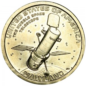 1 dollar 2020 USA, American Innovation, Maryland, Hubble Space Telescope, P