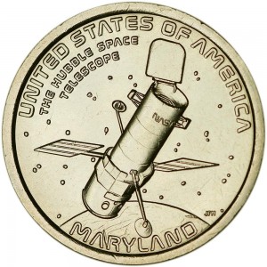 1 dollar 2020 USA, American Innovation, Maryland, Hubble Space Telescope, D