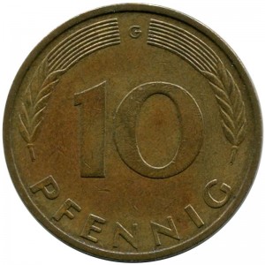 10 пфеннигов 1981 Германия G, из обращения цена, стоимость