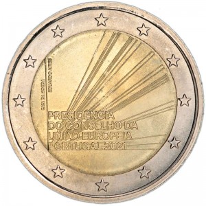2 euro 2021 Portugal, EU Presidency price, composition, diameter, thickness, mintage, orientation, video, authenticity, weight, Description