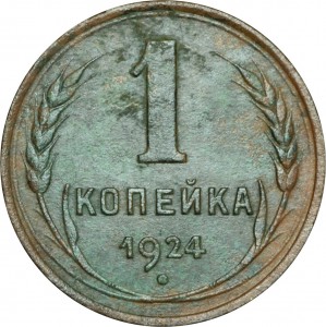 1 kopek 1924 USSR, out of circulation price, composition, diameter, thickness, mintage, orientation, video, authenticity, weight, Description