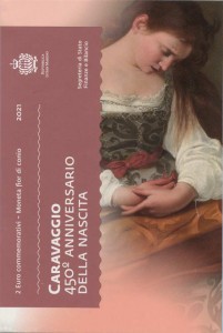 2 Euro 2021 San Marino, Caravaggio, in der Broschüre Preis, Komposition, Durchmesser, Dicke, Auflage, Gleichachsigkeit, Video, Authentizitat, Gewicht, Beschreibung