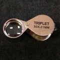 Magnifying glass, magnifier, TRIPLET 30X-21MM, silver color
