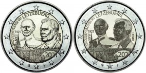 Набор 2 евро 2021 Люксембург, Герцог Жан, 2 монеты цена, стоимость