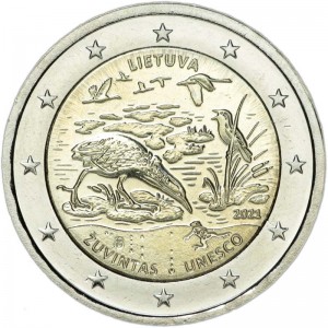 2 евро 2021 Литва, Заповедник Жувинтас цена, стоимость