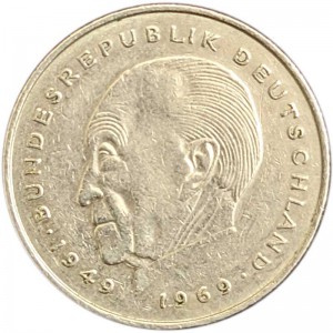 2 марки 1979 Германия, Конрад Аденауэр, D цена, стоимость
