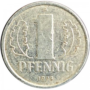 1 pfennig 1978 Germany price, composition, diameter, thickness, mintage, orientation, video, authenticity, weight, Description