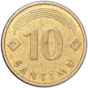 10 centimes 1992 Latvia, from circulation price, composition, diameter, thickness, mintage, orientation, video, authenticity, weight, Description
