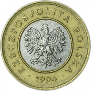 2 zlotys 1994 Poland price, composition, diameter, thickness, mintage, orientation, video, authenticity, weight, Description