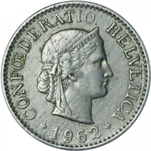 10 раппен 1962 Швейцария, из обращения цена, стоимость