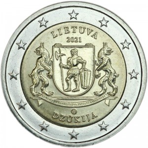 2 евро 2021 Литва, Дзукия цена, стоимость