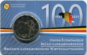 2 евро 2021 Бельгия, Бельгийско-люксембургский экономический союз, в блистере