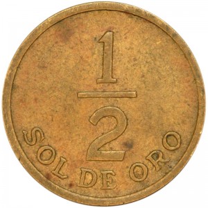 1/2 Sol 1976 Peru price, composition, diameter, thickness, mintage, orientation, video, authenticity, weight, Description