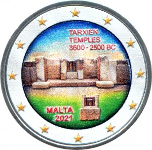 2 Euro 2021 Malta Tempel von Tarxien (farbig)