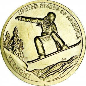 1 dollar 2022 USA, American Innovation, Vermont, snowboard, P