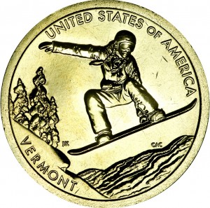 1 Dollar 2022 USA, American Innovation, Vermont, Snowboard, D