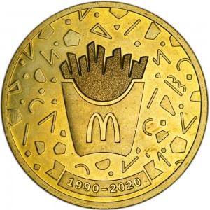 McDonald's token "30 YEARS of FRIENDSHIP", MMD, type 2, French fries in confetti