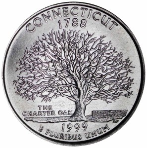 25 cents Quarter Dollar 1999 USA Connecticut mint mark D