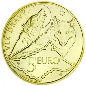 5 евро 2021 Словакия, Волк