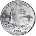 25 центов 2001 США Род-Айленд (Rhode Island) двор P