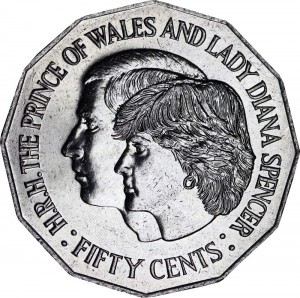 50 центов 1981 Австралия Свадьба Чарльза и Дианы цена, стоимость