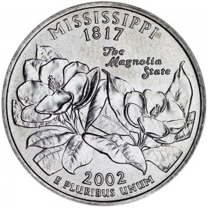 25 cent Quarter Dollar 2002 USA Mississippi D