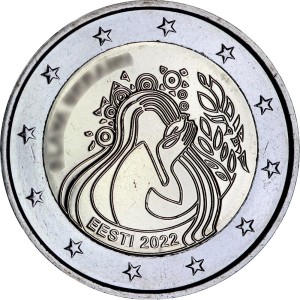 2 euro 2022 Estonia, Freedom price, composition, diameter, thickness, mintage, orientation, video, authenticity, weight, Description
