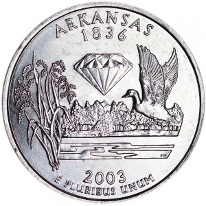 25 cents Quarter Dollar 2003 USA Arkansas mint mark D
