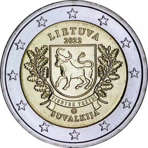 2 euro 2022 Lithuania, Suwalkia region price, composition, diameter, thickness, mintage, orientation, video, authenticity, weight, Description