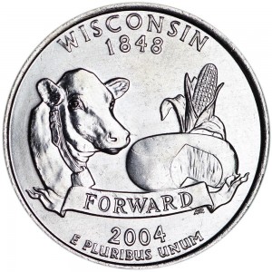Quarter Dollar 2004 USA Wisconsin mint mark D price, composition, diameter, thickness, mintage, orientation, video, authenticity, weight, Description