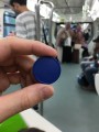 Subway token with Rapid KL inscription, metro, Kuala Lumpur, Malaysia, blue plastic