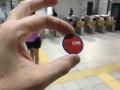 Subway token with advertisement RED ONE, metro, Kuala Lumpur, Malaysia, blue plastic