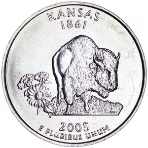 Quarter Dollar 2005 USA Kansas mint mark D price, composition, diameter, thickness, mintage, orientation, video, authenticity, weight, Description