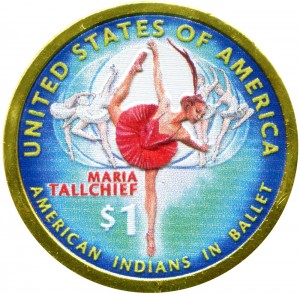 1 доллар 2023 США Сакагавея, Мария Толчиф, Индейцы в балете (цветная)