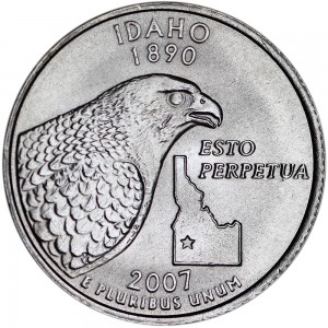 Quarter Dollar 2007 USA Idaho mint mark D price, composition, diameter, thickness, mintage, orientation, video, authenticity, weight, Description