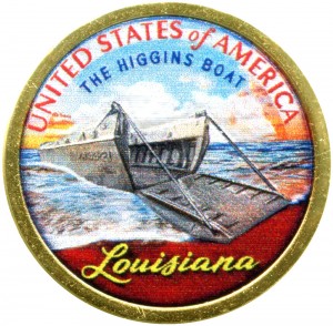 1 dollar 2023 USA, Innovation of the USA, Louisiana, storm boat, Higgins boat,(colored)
