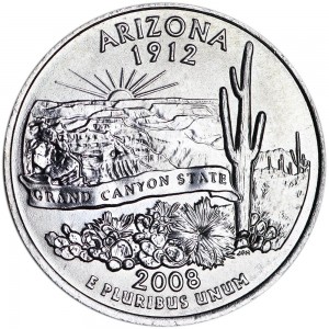 25 cent Quarter Dollar 2008 USA Arizona D