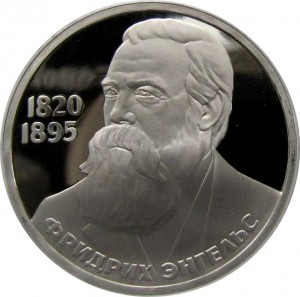 1 Rubel 1986 Sowjet Union Friedrich Engels, Polierte platte Neuauflage 1988