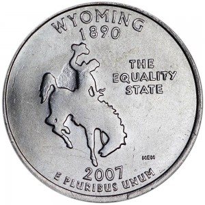 25 центов 2007 США Вайоминг (Wyoming) двор P цена, стоимость