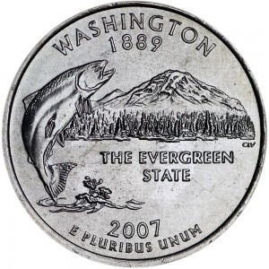 25 центов 2007 США Вашингтон (Washington) двор P цена, стоимость