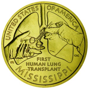 1 доллар 2023 США, Инновации, Миссисипи, Первая трансплантация легких, P,  цена, стоимость, состав