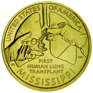 1 доллар 2023 США, Инновации, Миссисипи, Первая трансплантация легких, D,  цена, стоимость, состав